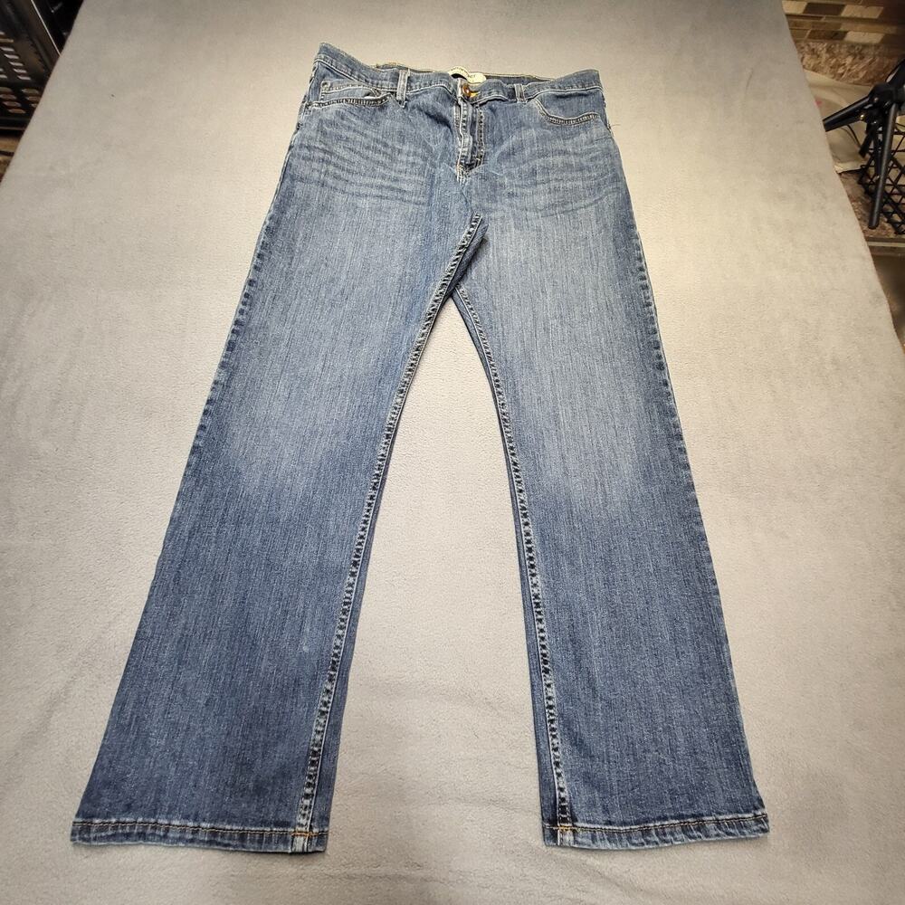 Wrangler Jeans Mens 35x29 Blue Denim Straight Leg Distressed